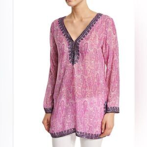 Calypso St Barth Yavia Long-Sleeve Printed Tunic, Janeiro size XS NWOT